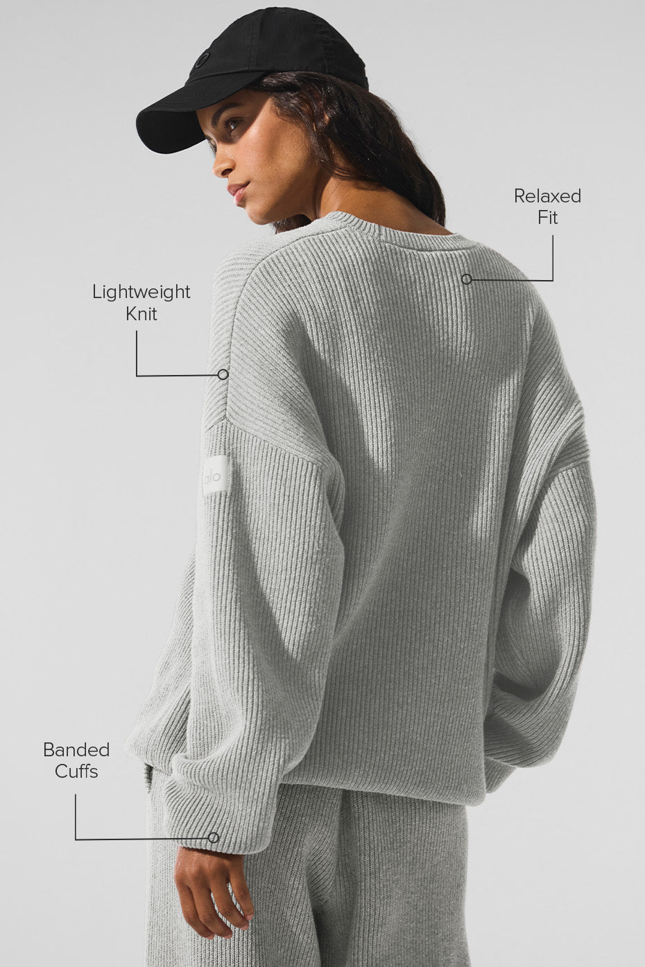 Domain Rippstrick-Rundhalspullover – Athletic Heather Grey