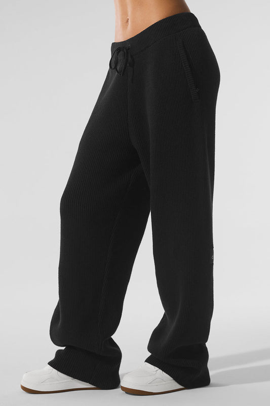 Rib-Strick-Sweatpant „Domain“ – Schwarz