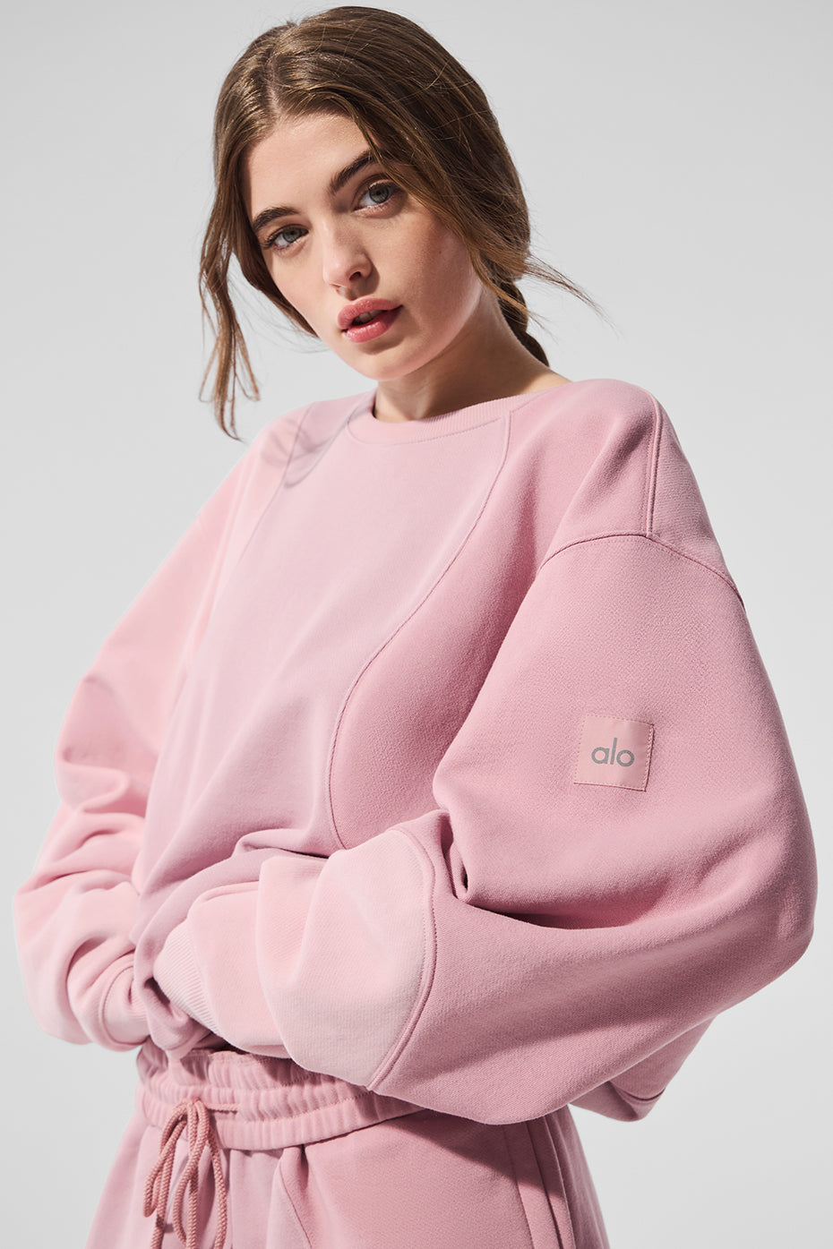 Make Waves Crew Neck Pullover - Sunset Pink Tonal