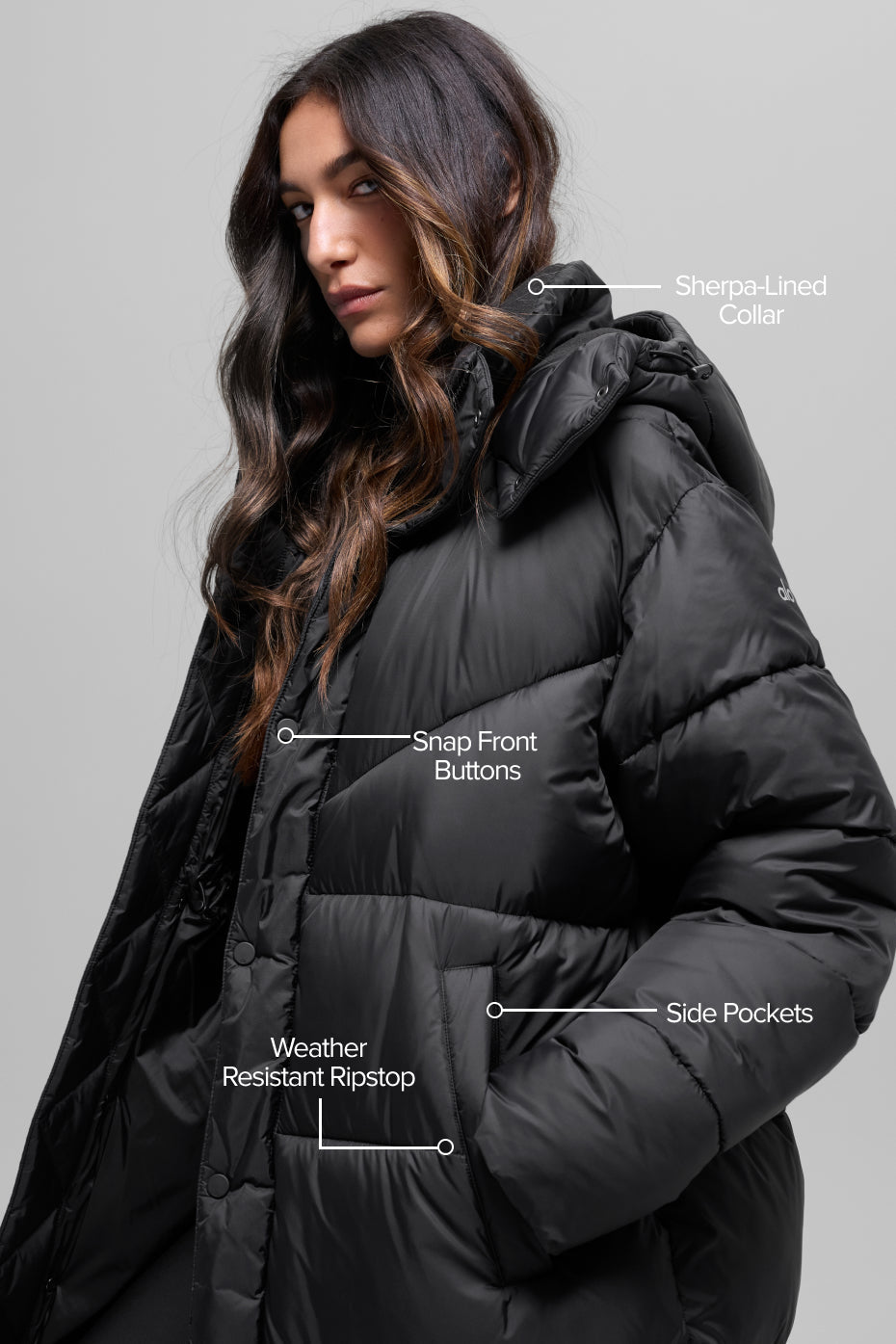 Gold Rush Puffer-Trenchcoat – Schwarz