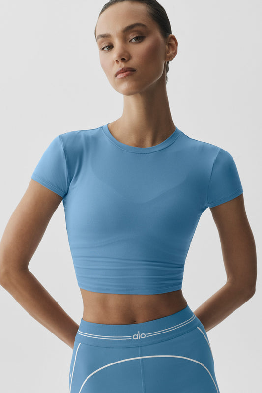 Alosoft Crop Finesse Kurzarmshirt - California Blue