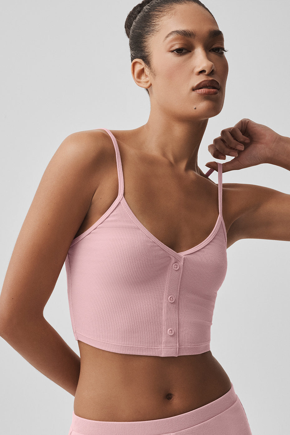 Geripptes zartes Lounge-Top – Vintage Pink