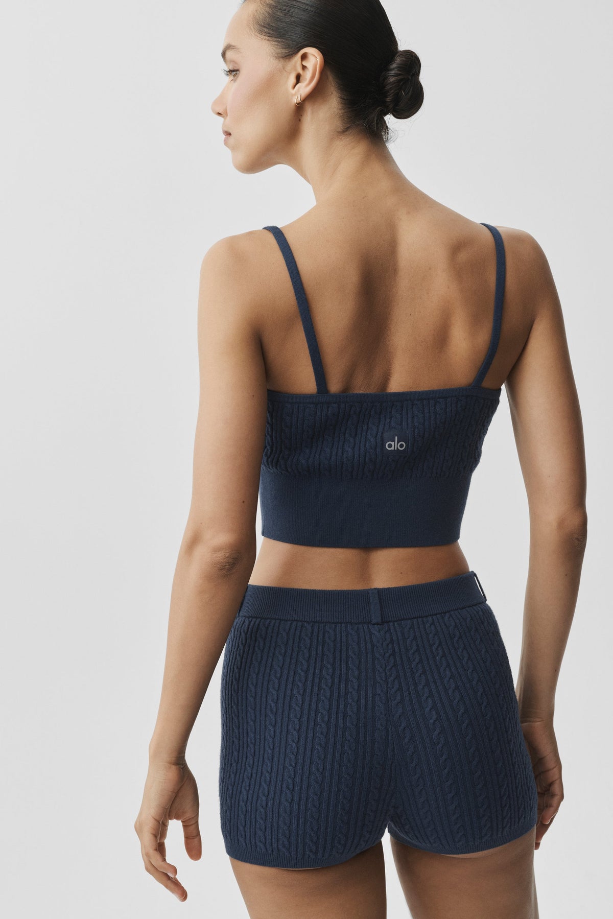 Mini-Stricktop mit Zopfmuster - Marineblau