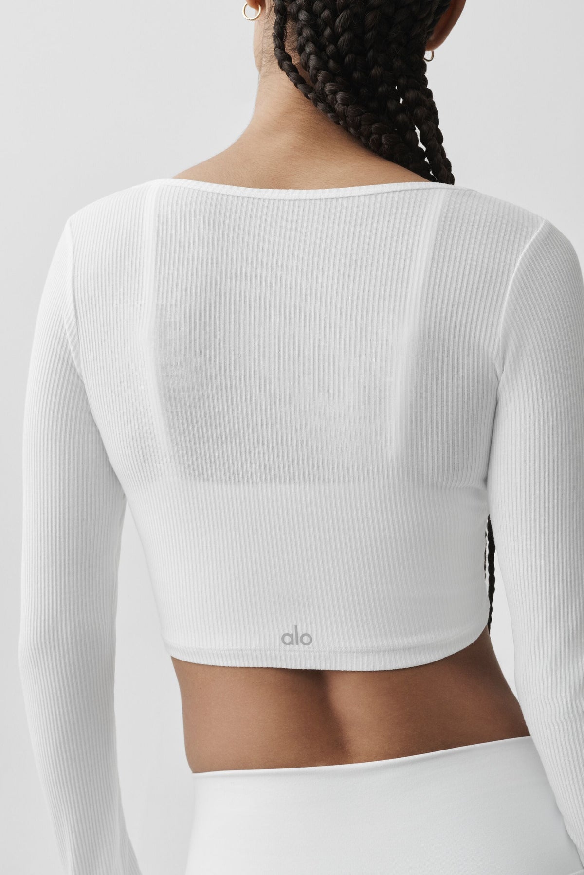 Gerippter kurzer Cardigan „Whisper“ – Weiß