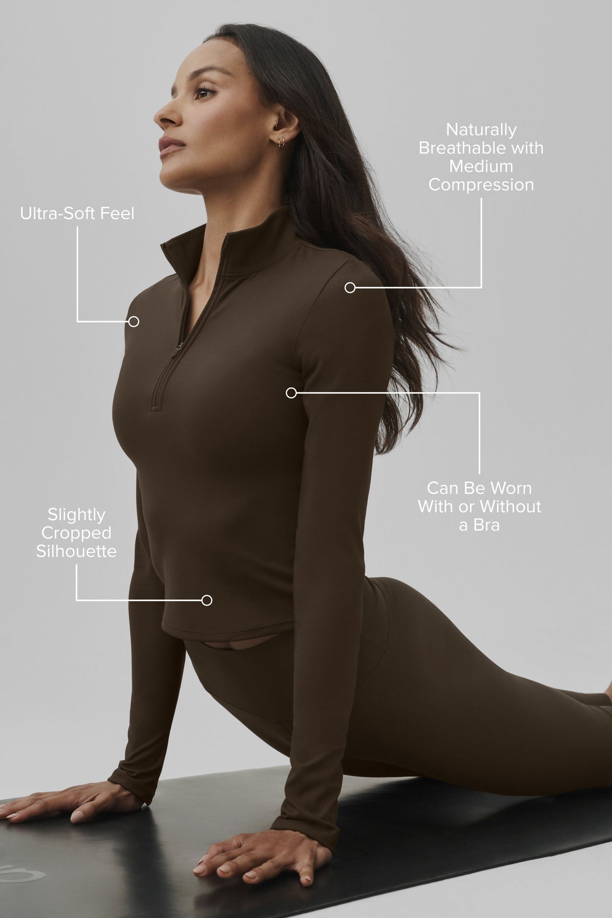 ALO Softsculpt Precision 1/4-Reißverschluss-Langarmshirt - Espresso