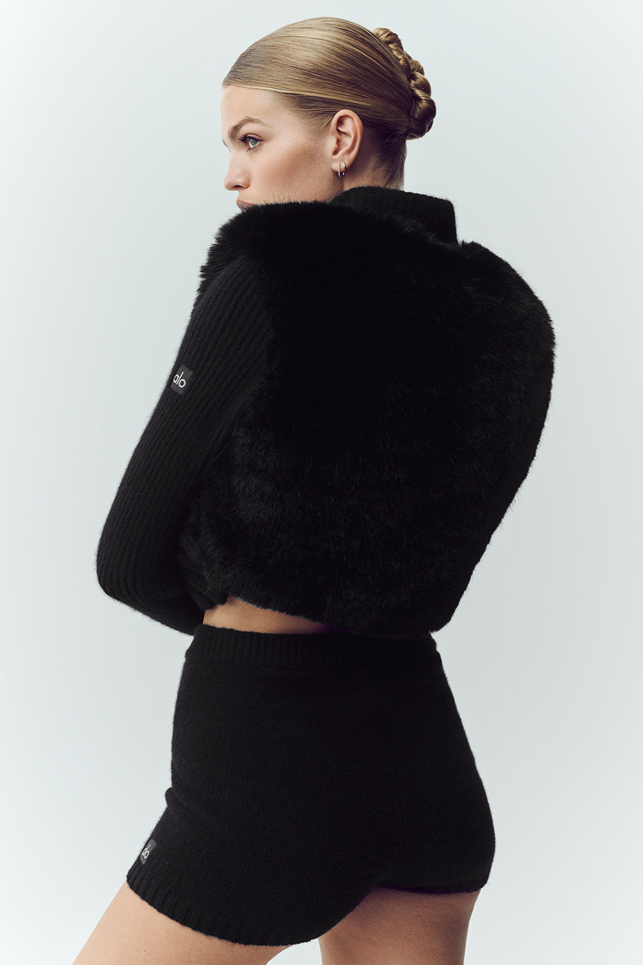Faux Fur Cashmere Northstar Full Zip - Black