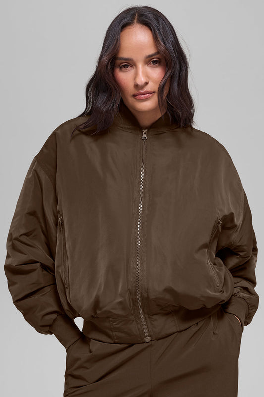 Kunstfell Urbanite Bomberjacke - Espresso/Elfenbein