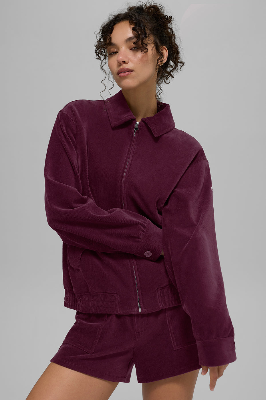 Micro-Feincord-Jacke „On Duty“ – Burgund