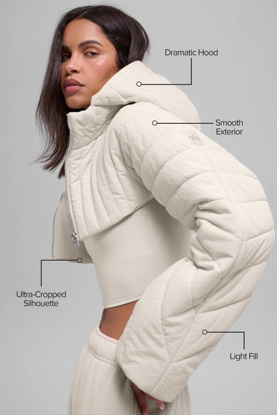 Gesteppter Starlight Puffer-Shrug – Bone