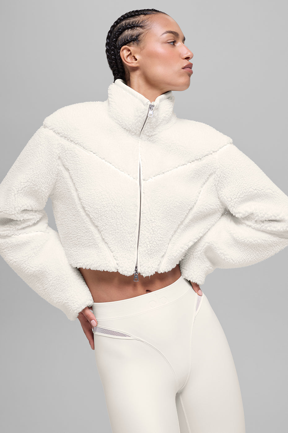 Sherpa Cropped Slope Side Jacke - Elfenbein