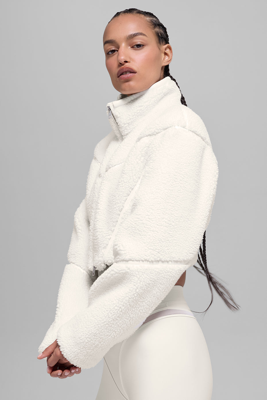 Sherpa Cropped Slope Side Jacke - Elfenbein