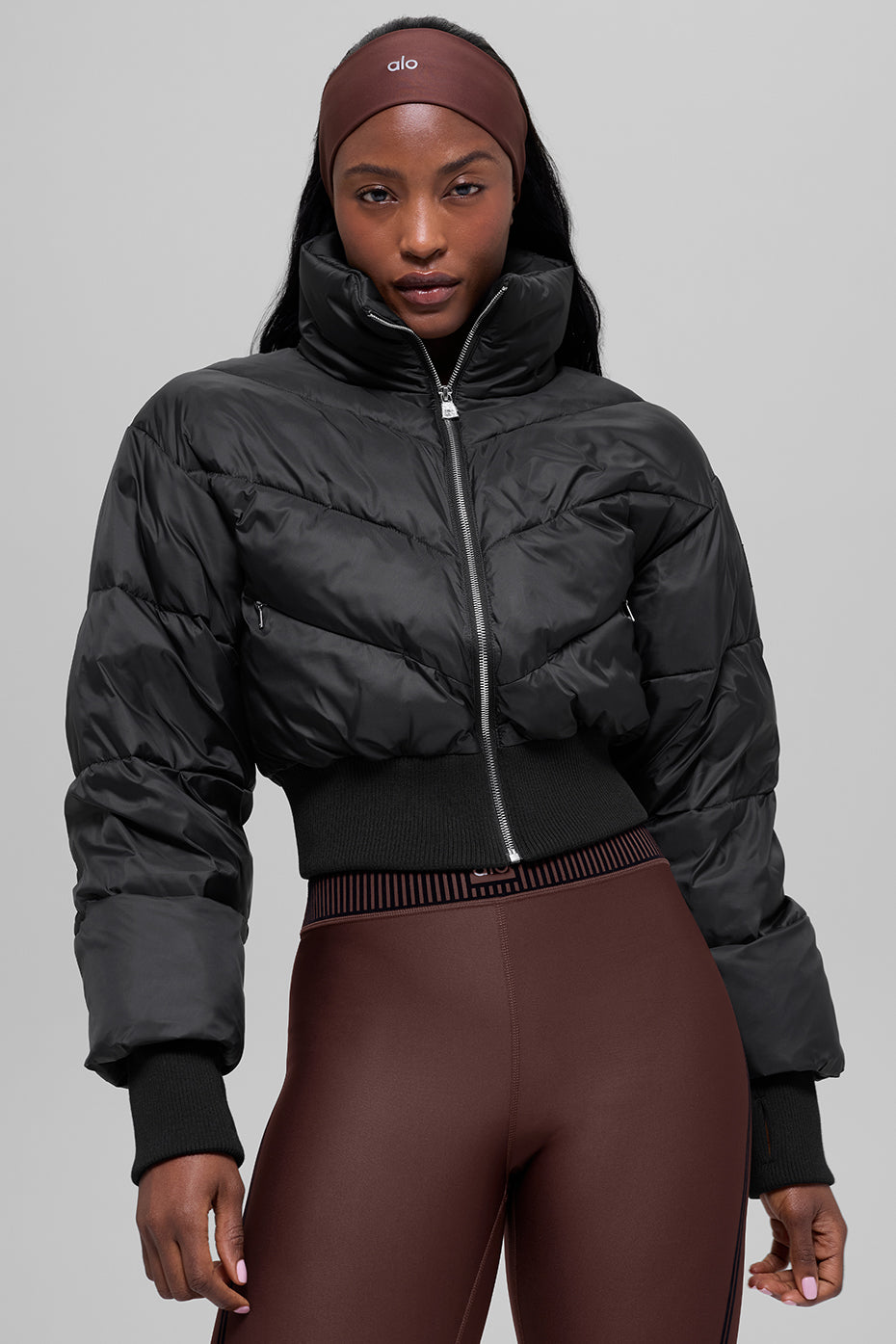 Cropped Atmosphere Puffer – Schwarz
