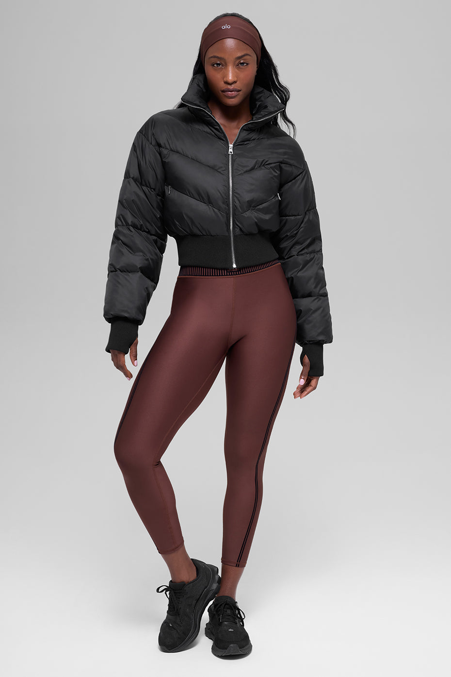 Cropped Atmosphere Puffer – Schwarz