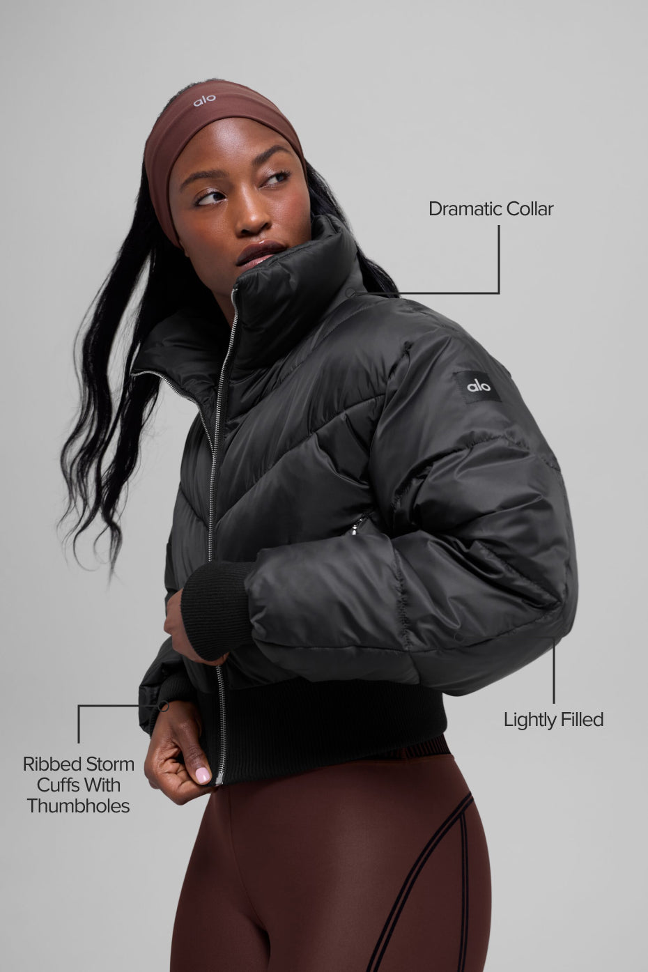 Cropped Atmosphere Puffer – Schwarz