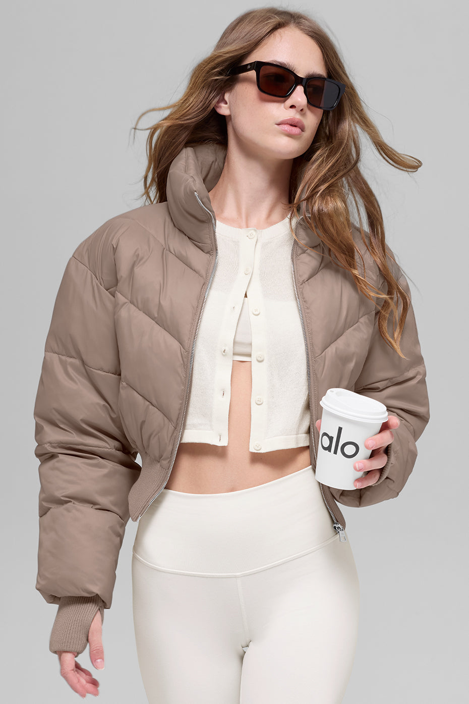 Gecropfte Atmosphäre Pufferjacke - Chai Latte