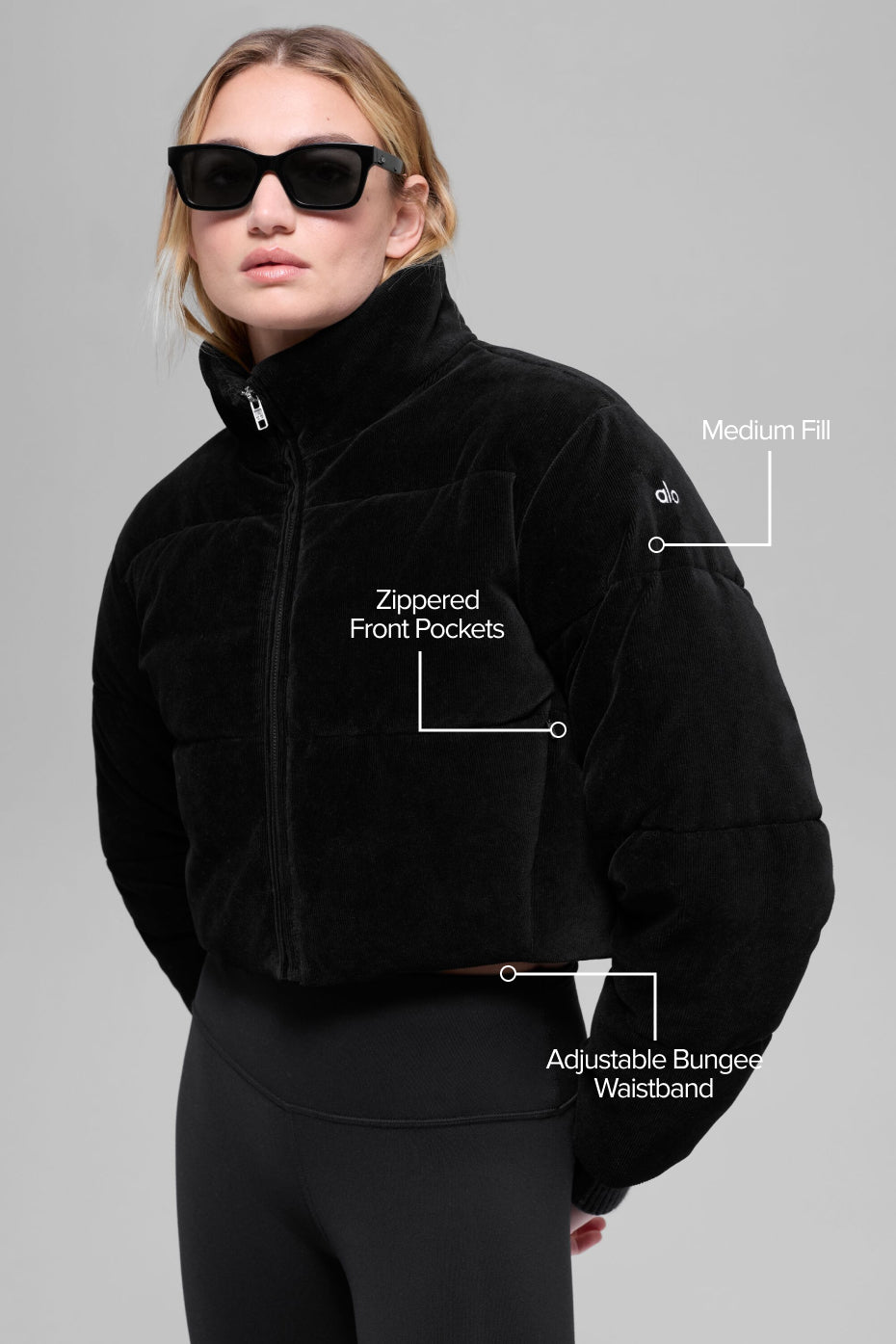 Micro-Cord Dreamy Puffer – Schwarz