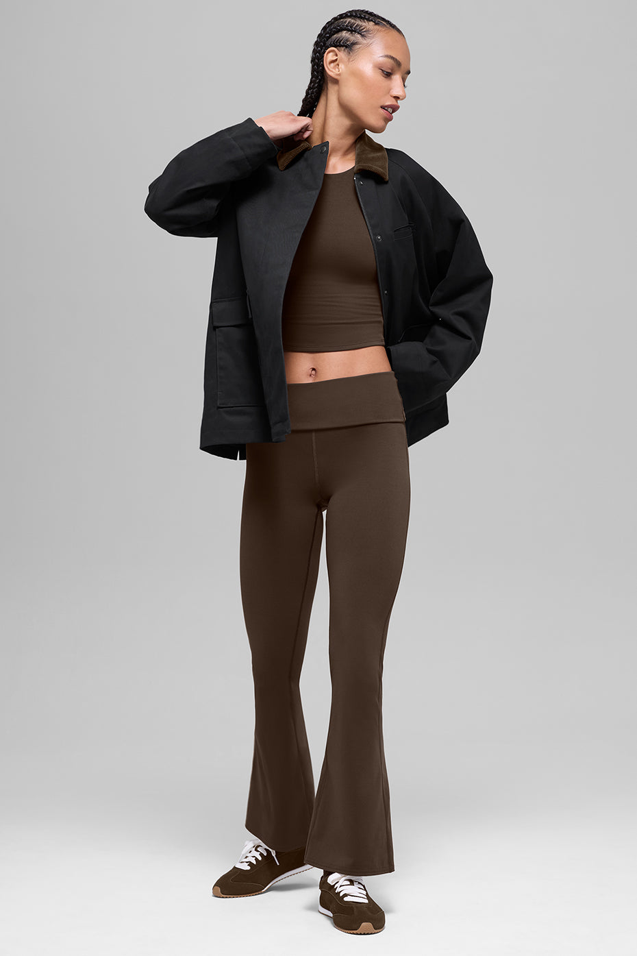 Twill-Scheunenjacke – Schwarz/Espresso