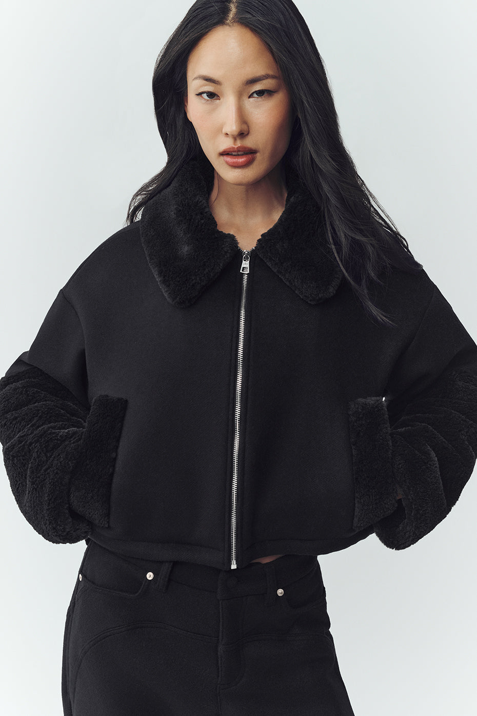 Bomberjacke aus Wollmischung – Nightfall – Schwarz