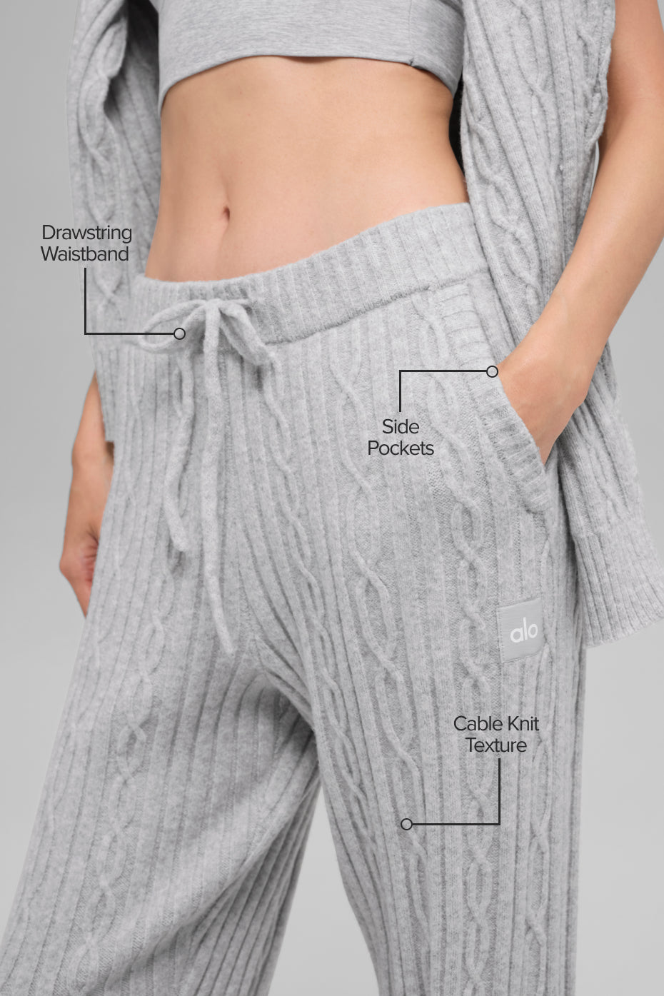 Cable Knit Winter Bliss Pant - Athletic Heather Grey