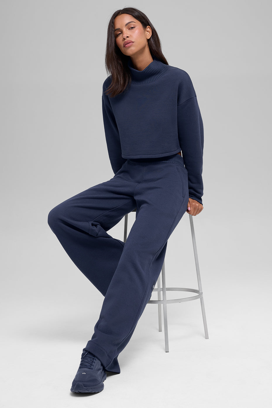 Serenity Wide-Leg Sweathose – Marineblau