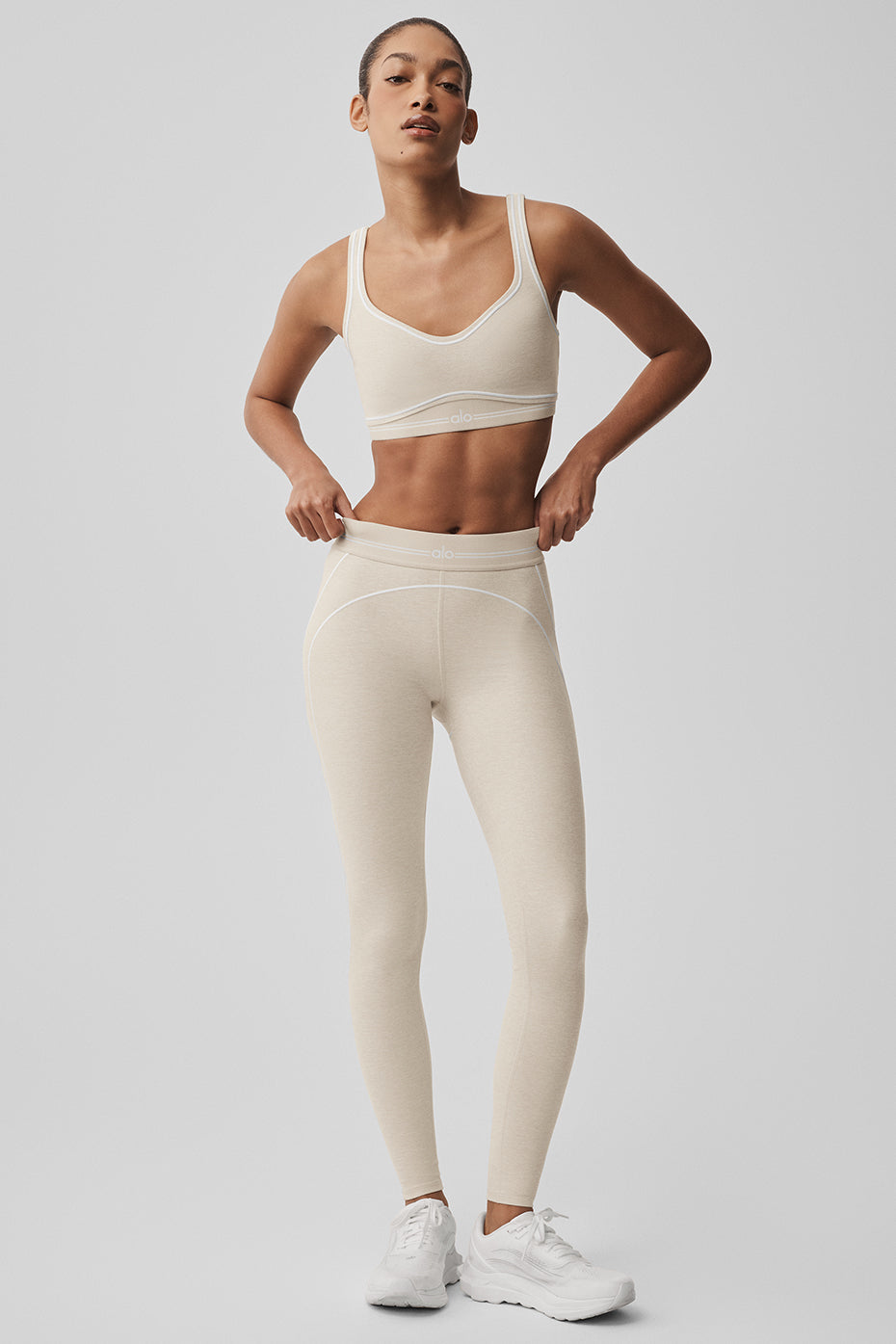 Alosoft High-Waist Heart Throb Legging – Oatmeal Heather/White