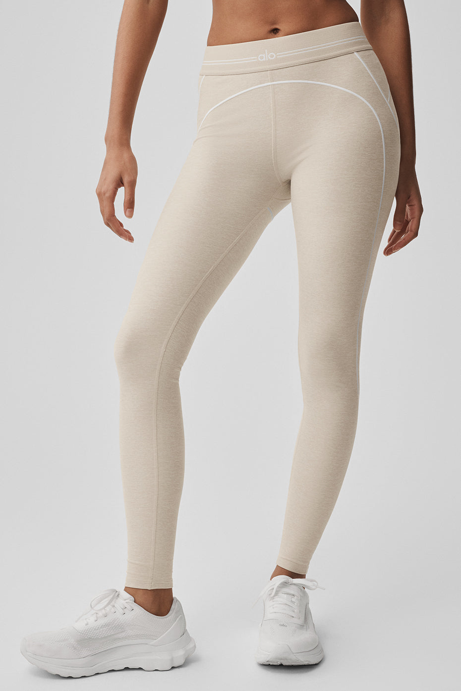 Alosoft High-Waist Heart Throb Legging – Oatmeal Heather/White