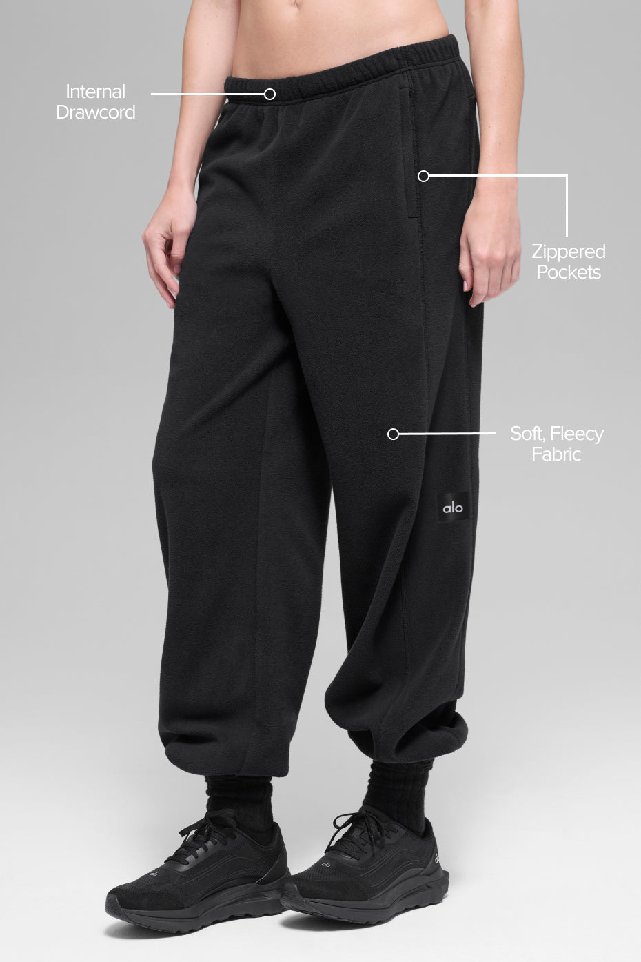 Polarfleece-Joggingshose mit hohem Bund „Retreat“ – Schwarz