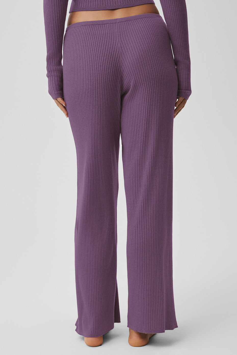 Sweater Knit Mid-Rise Unwind Wide Leg Pant - Plum Kiss