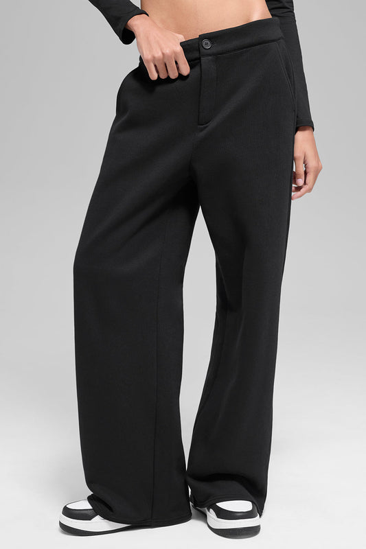 High-Waist Sweatpant Trouser - Black