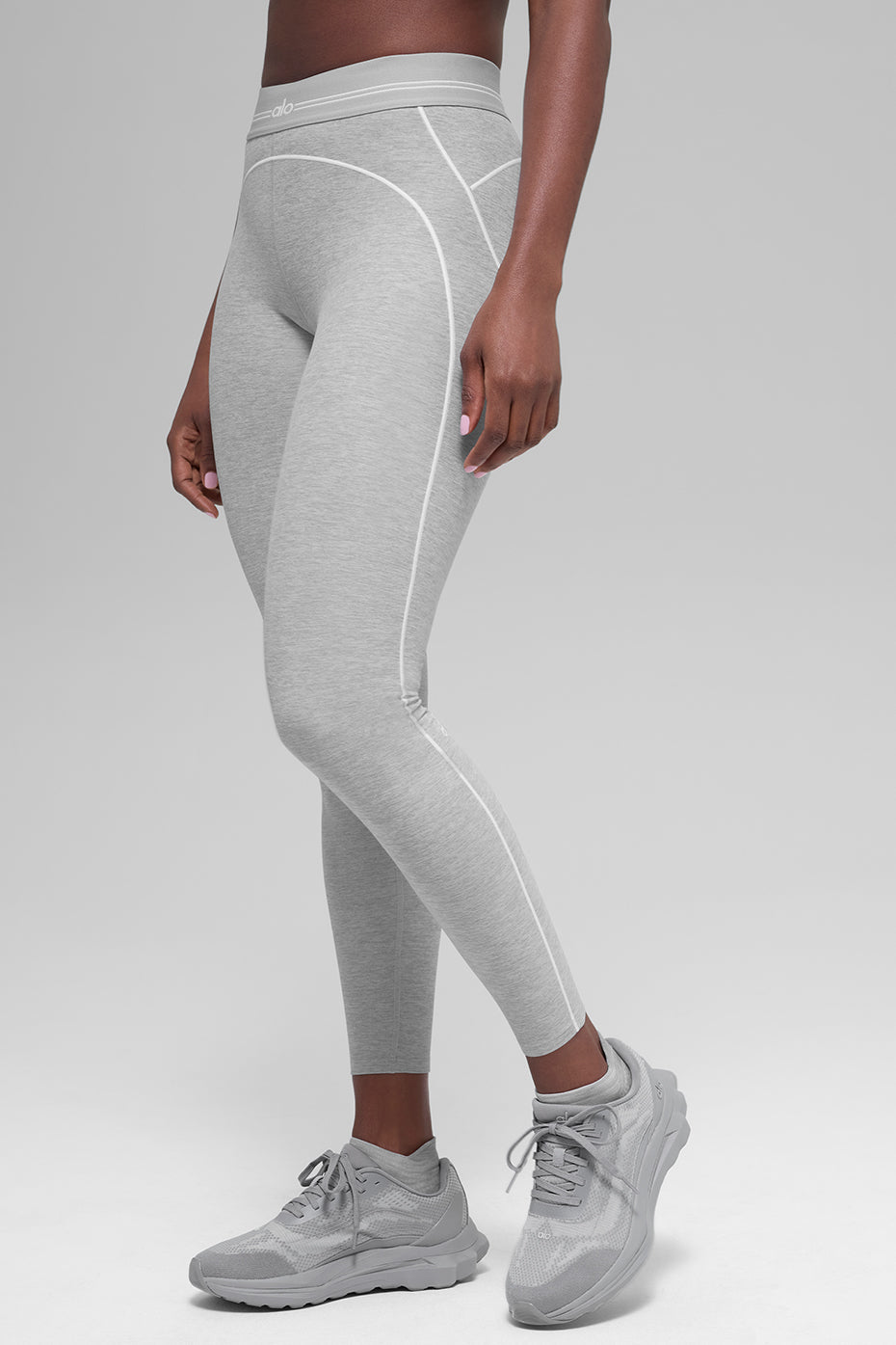 7/8 High-Waist Alosoft Heart Throb Leggings - Athletic Heather Grey/White
