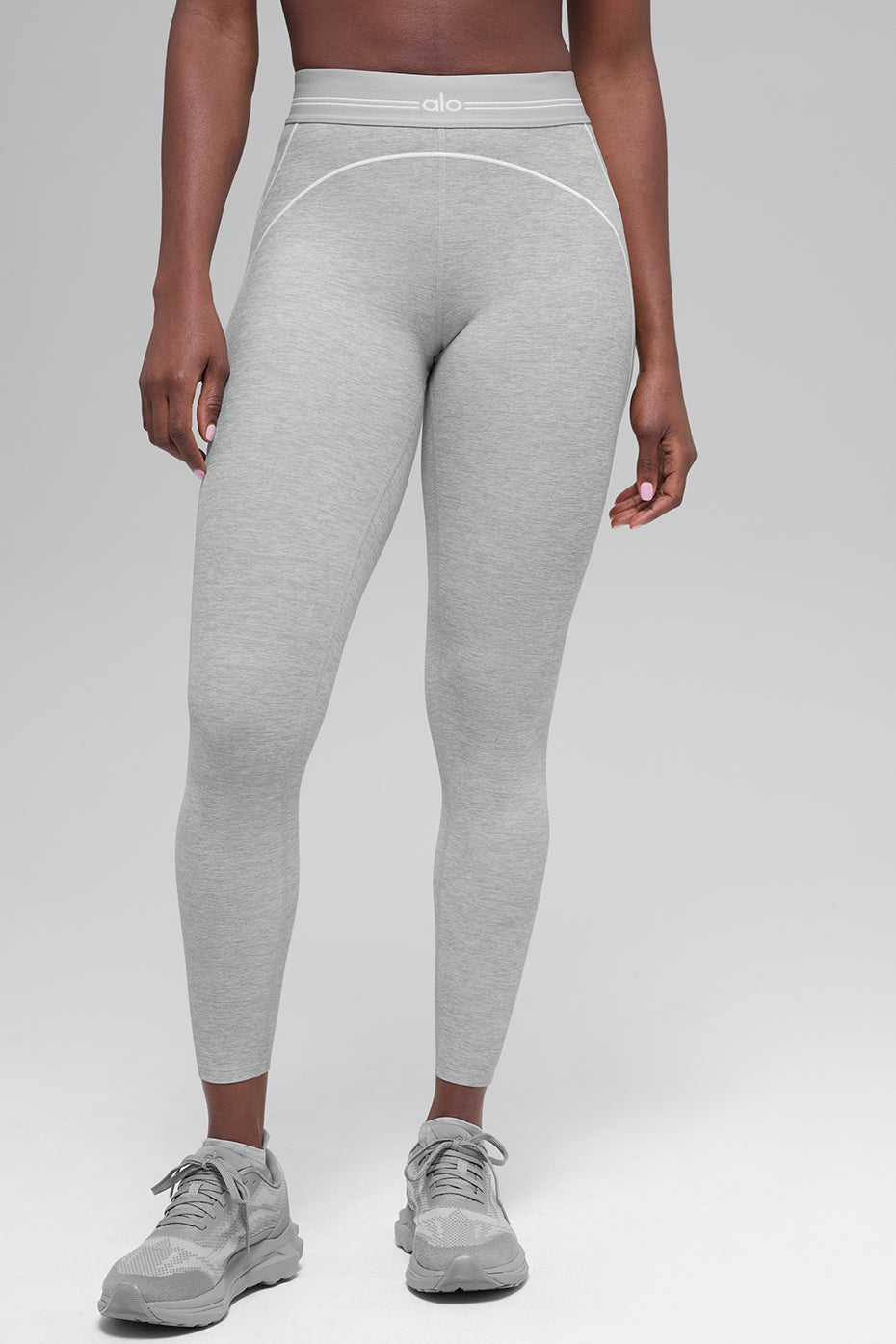 7/8 High-Waist Alosoft Heart Throb Leggings - Athletic Heather Grey/White