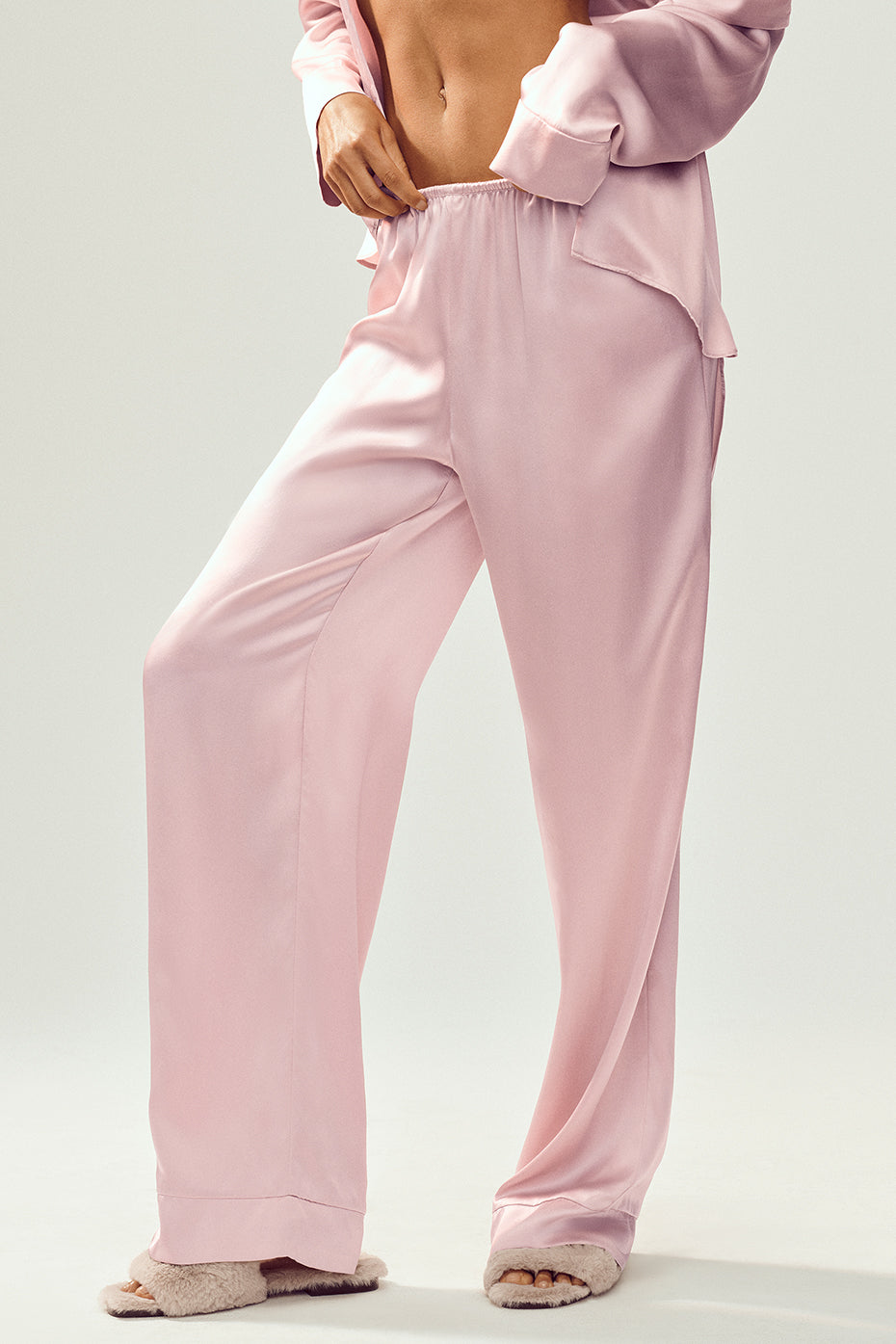 Seidenleuchtende Hose (Lang) – Pink Champagne
