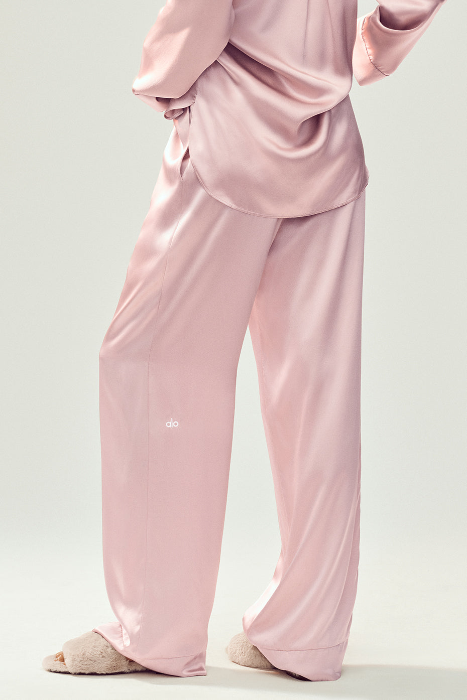 Seidenleuchtende Hose (Lang) – Pink Champagne
