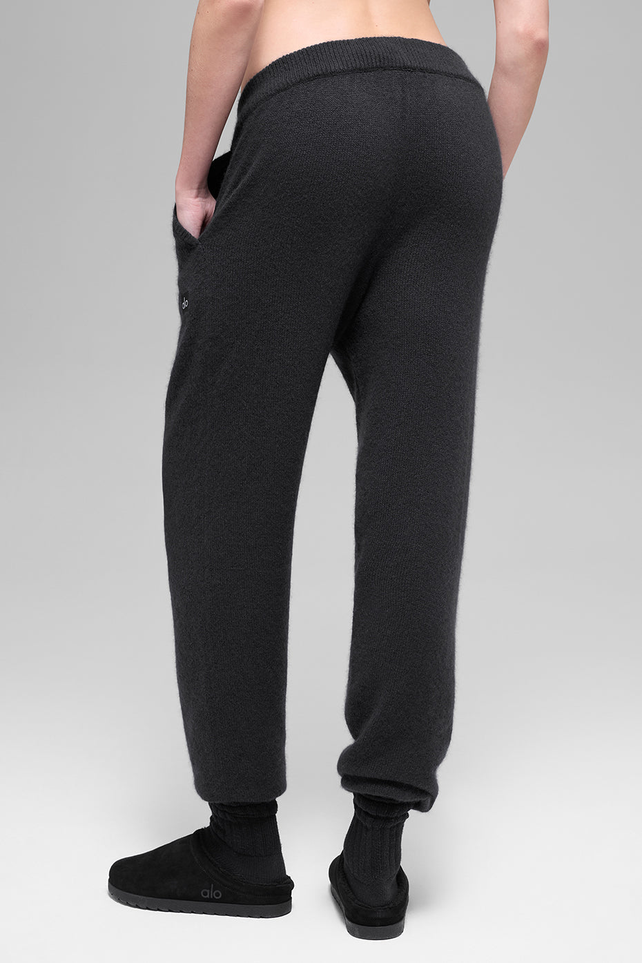 Jogginghose aus Wolle und Kaschmir mit hohem Bund – Schwarz