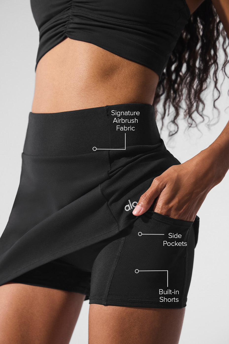 Airbrush High-Waist Good Form Tennisrock - Schwarz