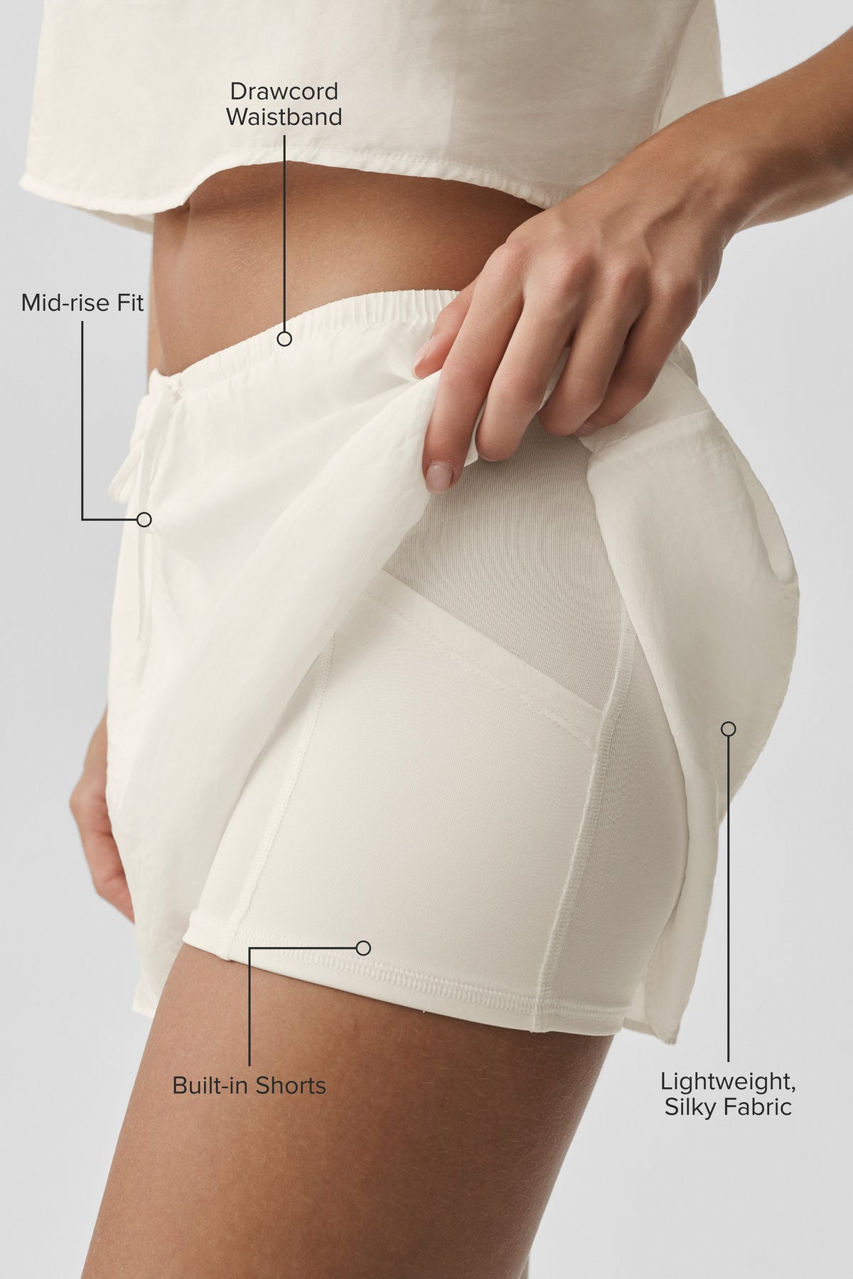Halbtransparenter Golden Hour Tennisskirt - Elfenbein