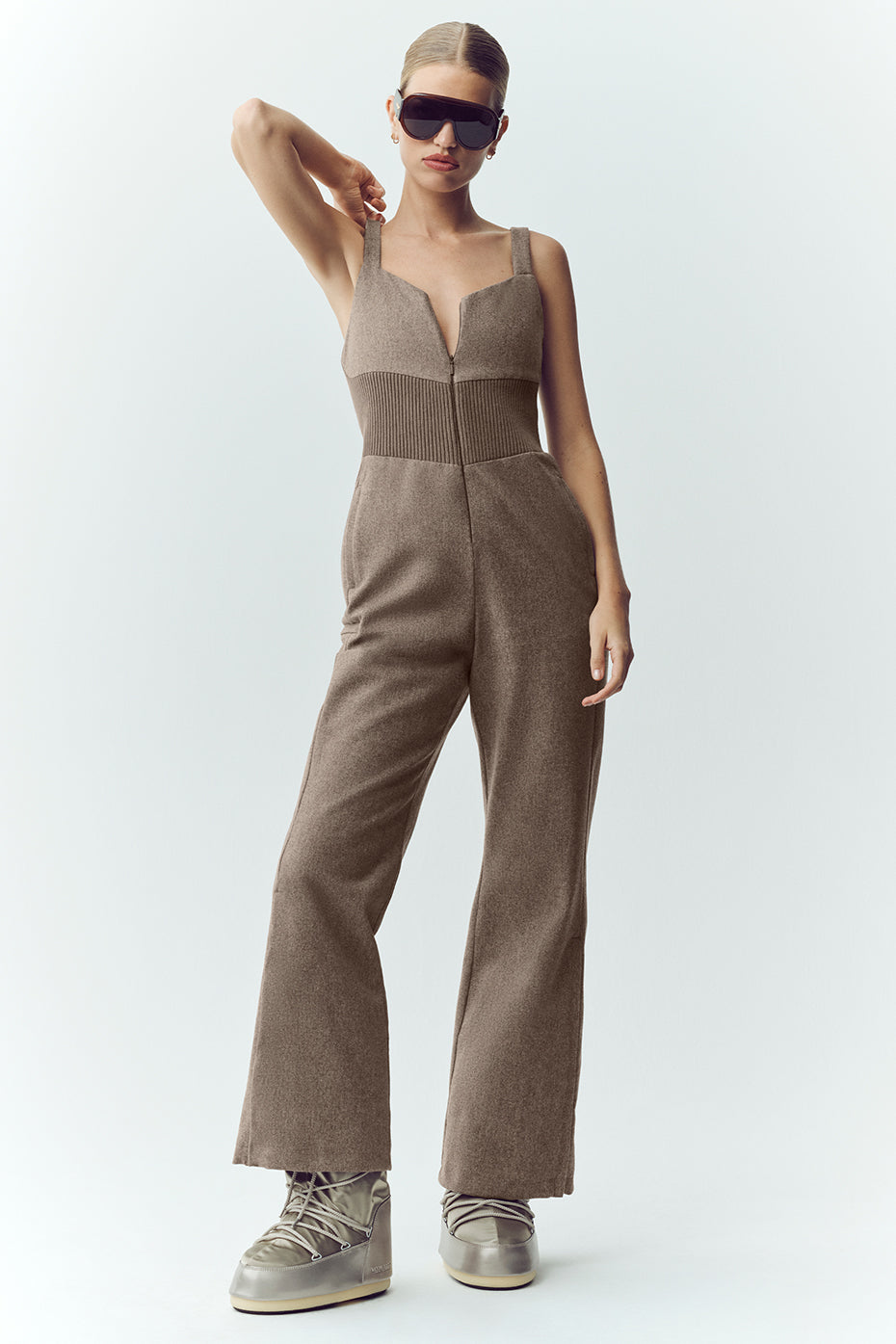 Wool Blend Bunny Slope Bib - Alpine Cocoa Heather