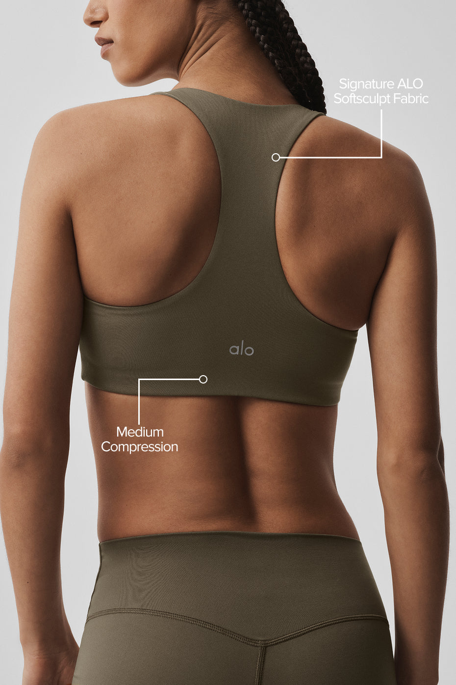 ALO Softsculpt Base Bra – Olivgrün